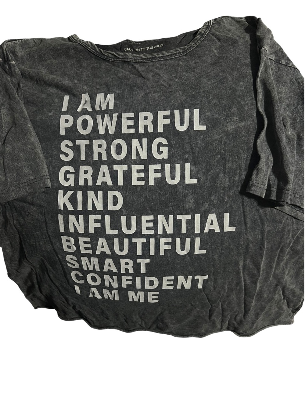 Caution To The Wind Black Graphic Affirmation Tee
